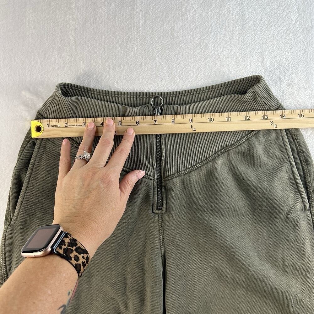 Aerie S Small Corset Fleece Jogger Pants Zipper Front Nomad Oliver Green Relaxed - Picture 11 of 14